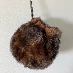 FALORNI ITALIA Brown Mink And Leather Fur Purse - Made In Italy